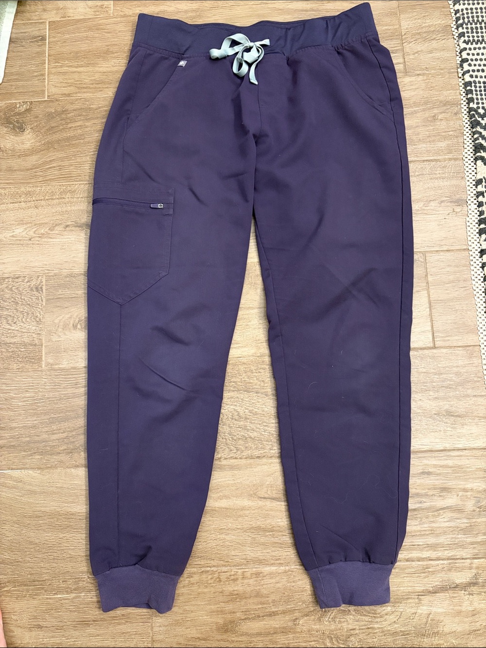 Figs Women’s Purple Shadow Zamora Jogger Pants with Light Gray Drawstring